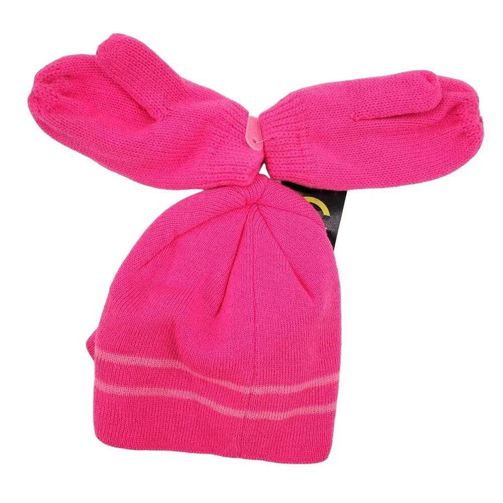 3 Piece Champion Kids Matching Set Girls Beanie Mittens Knit Outdoor Winter Snow